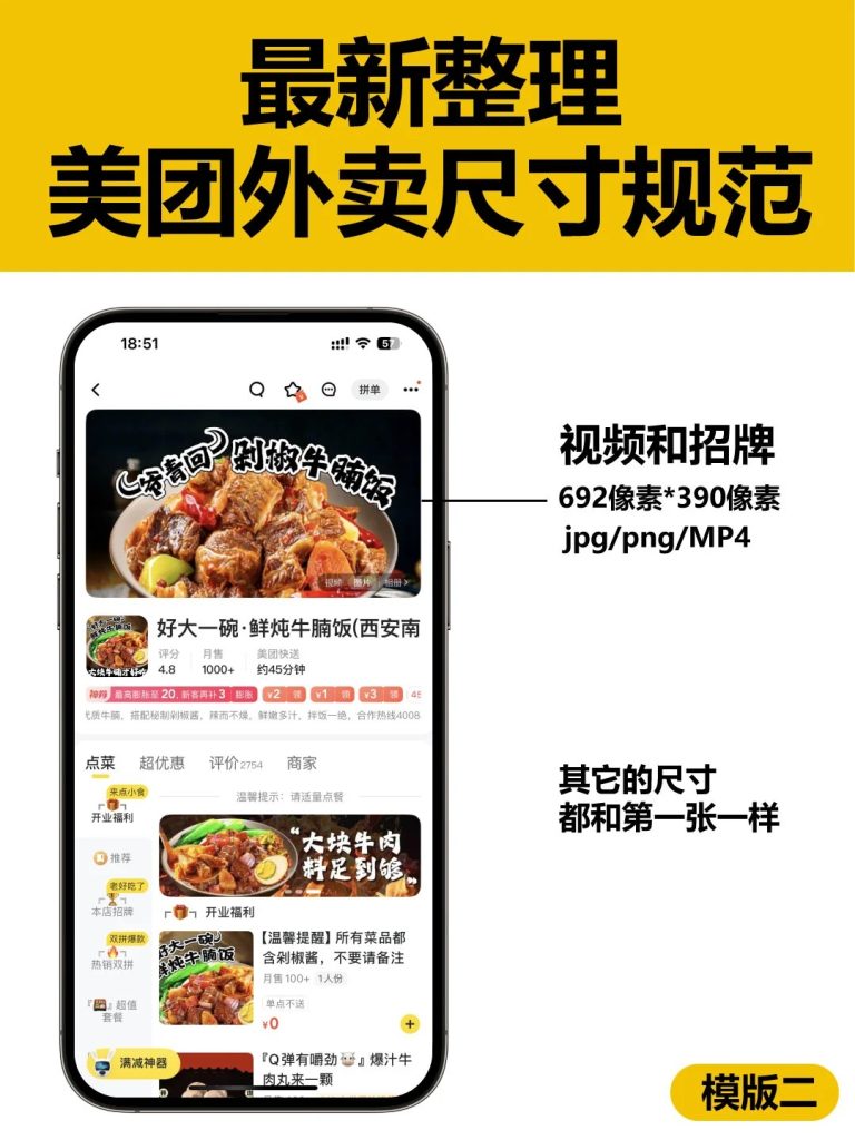 美团外卖店铺设计装修最新尺寸大全（更新至2025年5月）插图1