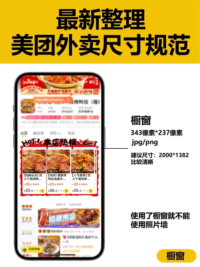 美团外卖店铺设计装修最新尺寸大全（更新至2025年5月）插图2