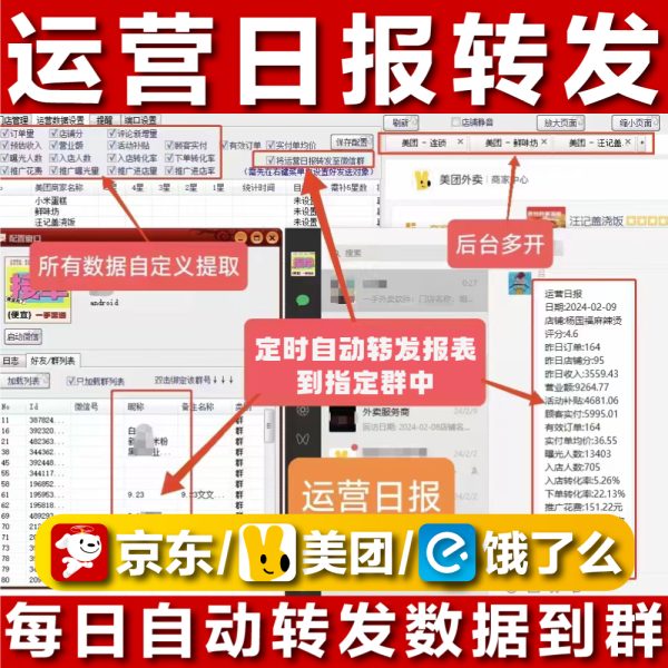 《筋斗云运营日报助手转发版》外卖代运营必备工具